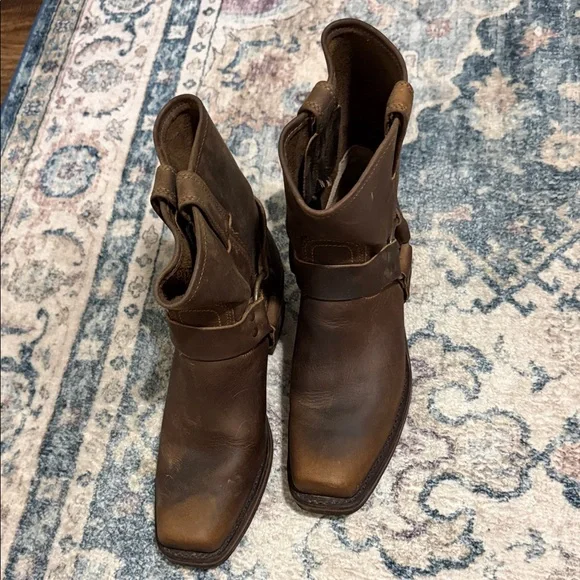 Frye Dark Brown Leather Harness 8R Boots - Picture 4 of 7